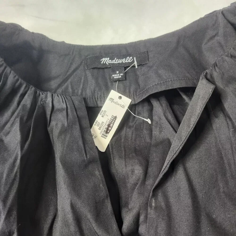 Madewell Black Puff Sleeve Peasant Blouse